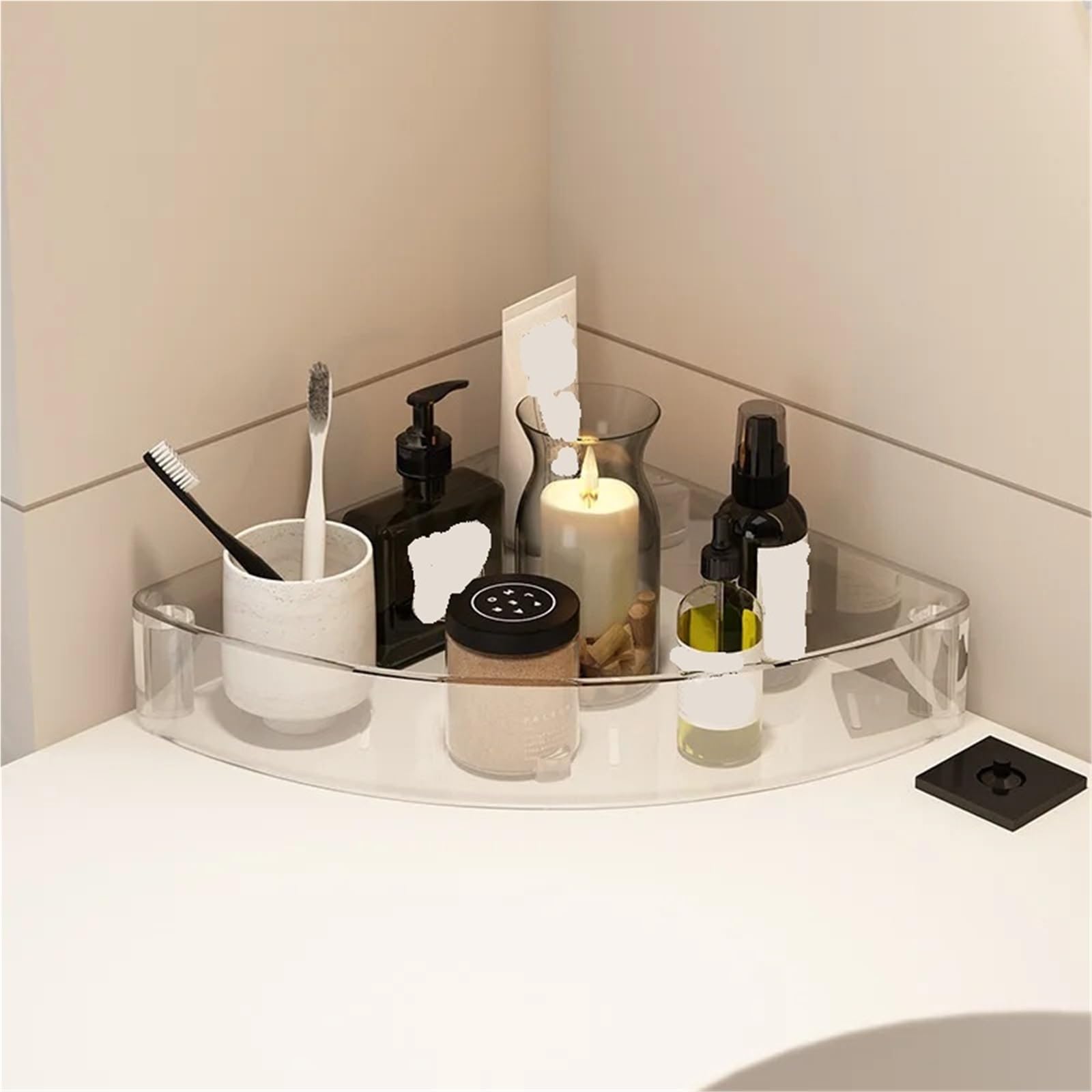 Mensola doccia Scaffale da bagno trasparente multistrato, scaffale for lavabo, carrello portaoggetti, WC angolare salvaspazio facile spostare per Casa(2 Layer No wheel)