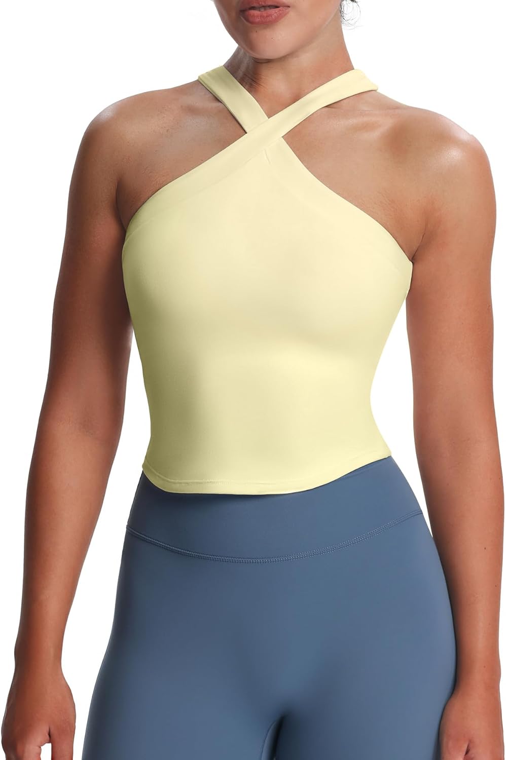 Aoxjox Women's Workout Cross-Neck Sport Bras Fitness Elanor Bra Yoga Crop Tank