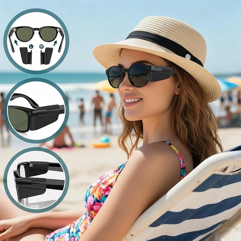 Smart Glasses Side Shields for Ray-Ban Meta,Silicone Smart Glasses Accessories fit for Wayfarer/Skyler/Headliner/Oakley HTSN，Anti-Glare Light Blocker & Eye Protection image 4