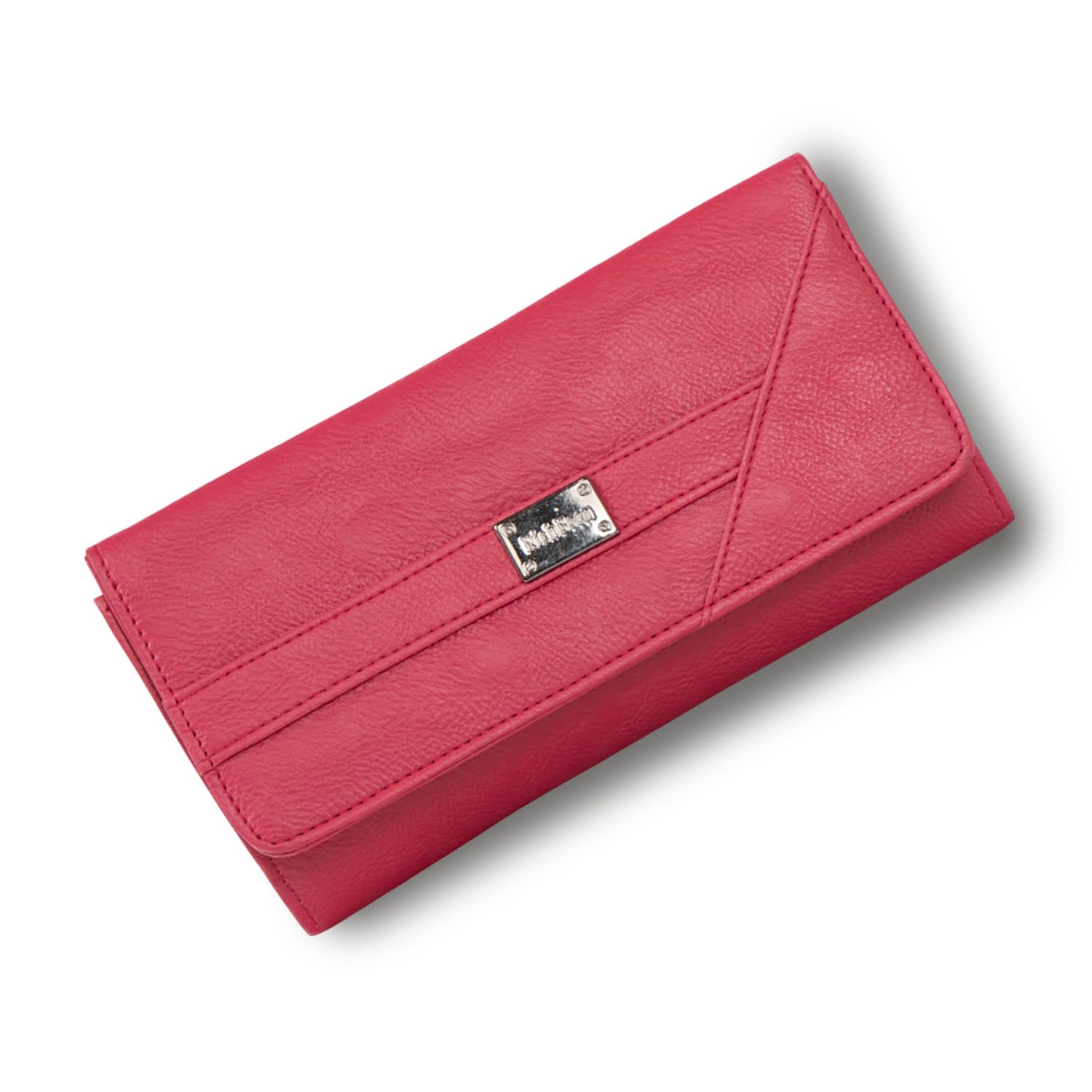 Structured Envelope Flap Vegan Leather Wallet for Women | Elegant Long Ladies Clutch Purse with Zip Pocket, Card Slots and Cash Compartments | Made in India (Pink)-image-26