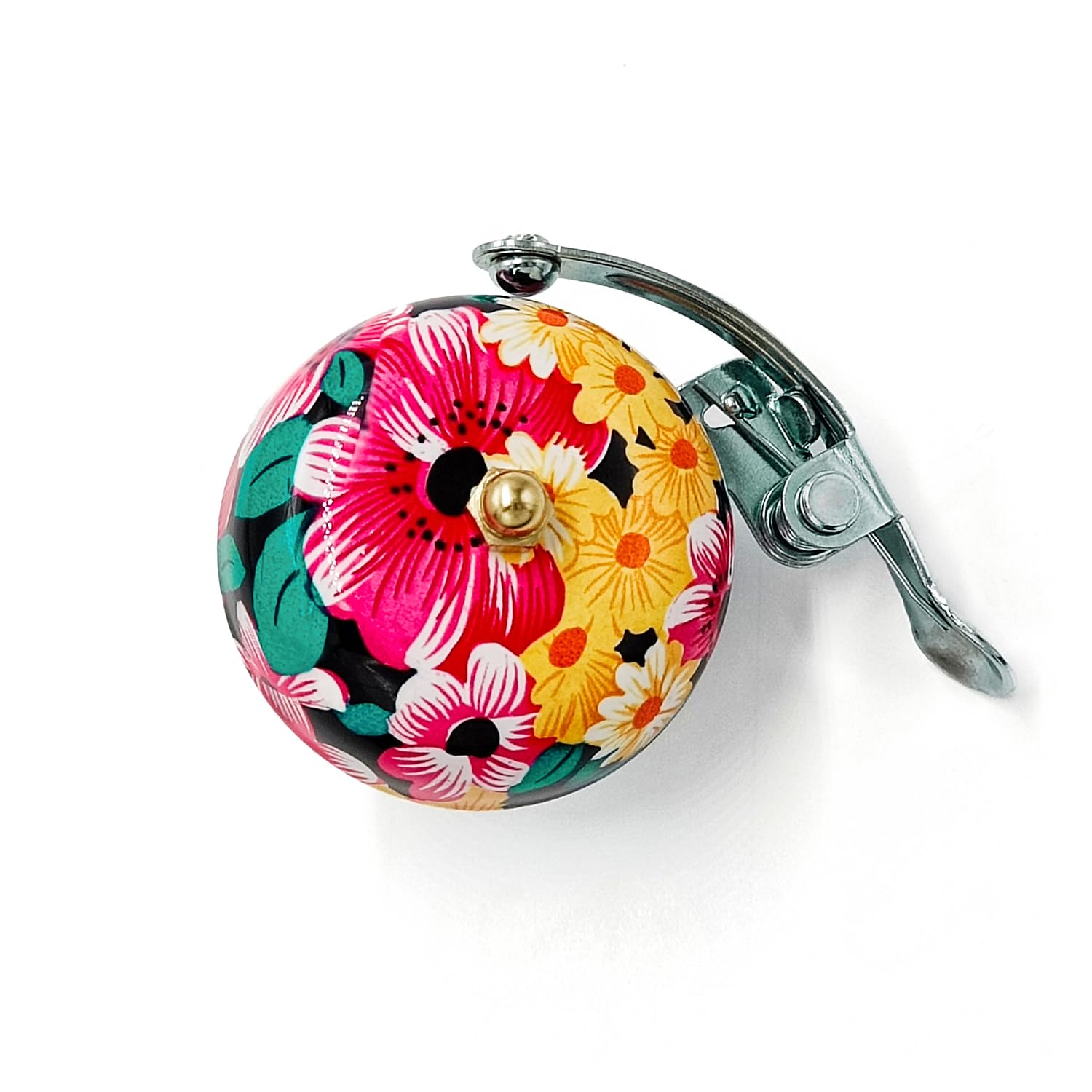 ONIPAX Floral Aluminum Alloy Bicycle Bell, Handlebar Mount Classic Loud Ringer for Cruiser & Beach Bikes, Pink Flower Decor