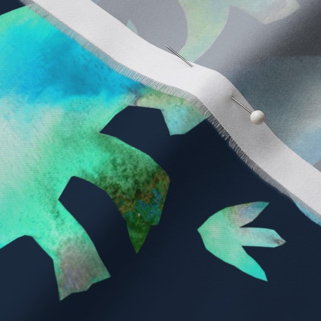 Spoonflower Fabric - Blue Green Dinosaurs Background Watercolour Science Printed on Organic Cotton Sateen Fabric by The Yard - Sewing Quilting Apparel Home Decor