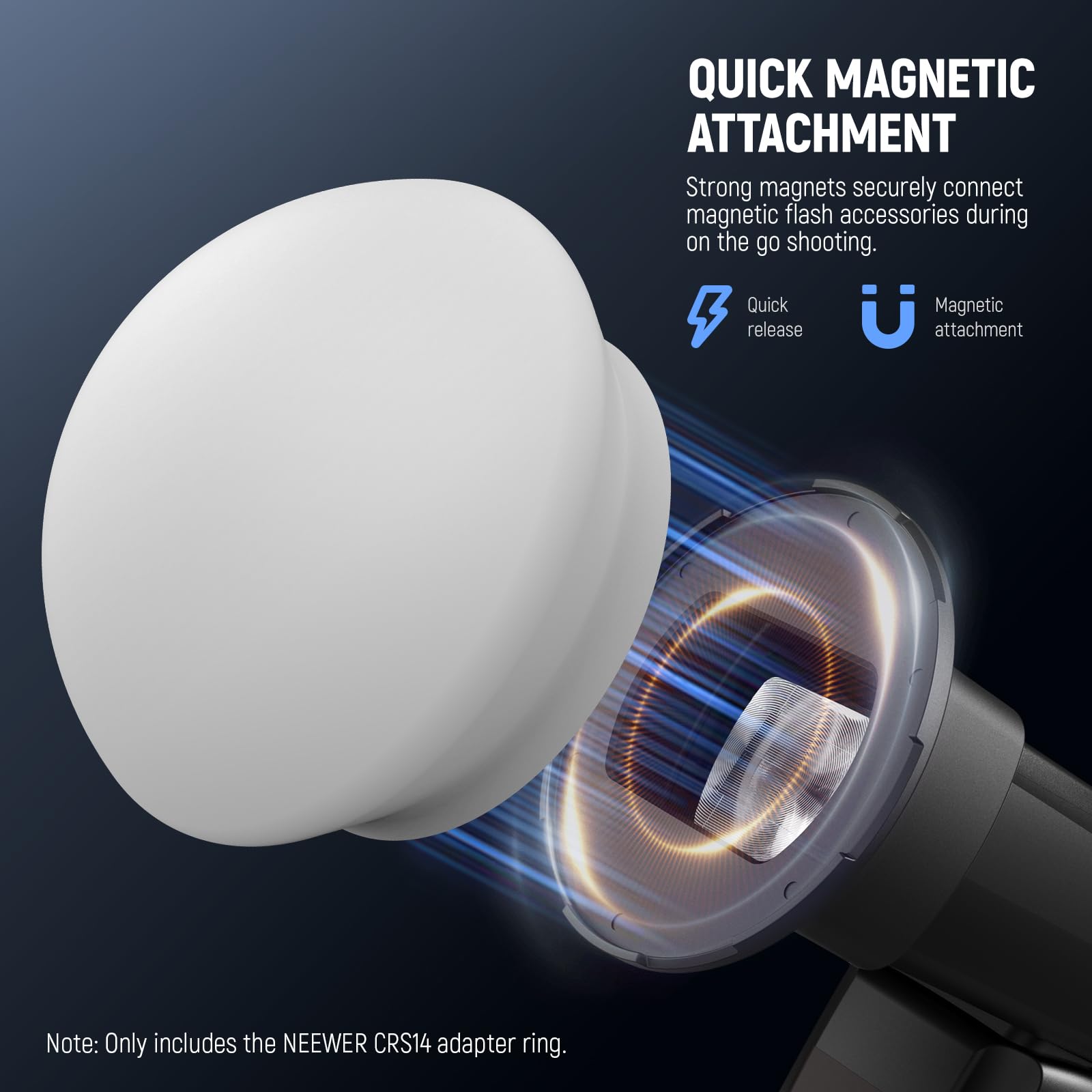 NEEWER Anello Adattatore Magnetico per Flash Quadrato, Supporto Magnetico in Silicone Diffusore Luce Compatibile con Godox V850III/860II NEEWER NW620 NW700 NW760 Z880 Z760 Flash a Testa Quadrata,CRS14