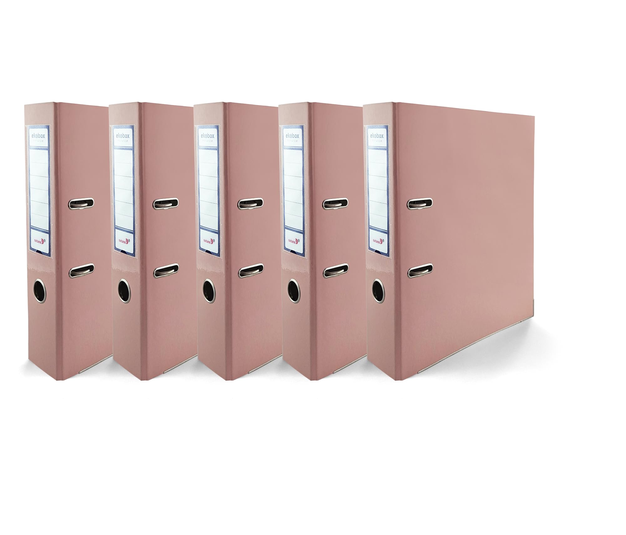 Netuno 5X Binder Pastel Pink Glossy A4 Spine 7.5cm 2.95in Wide Polypropylene Covered File Organizer for Office Home Documents โ image 1