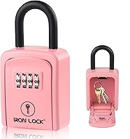 Vista 19 de Iron Lock ® - Caja de bloqueo de llaves portátil con grillete de cable extraíble para interiores y exteriores, impermeable, combinación de 4 dígitos