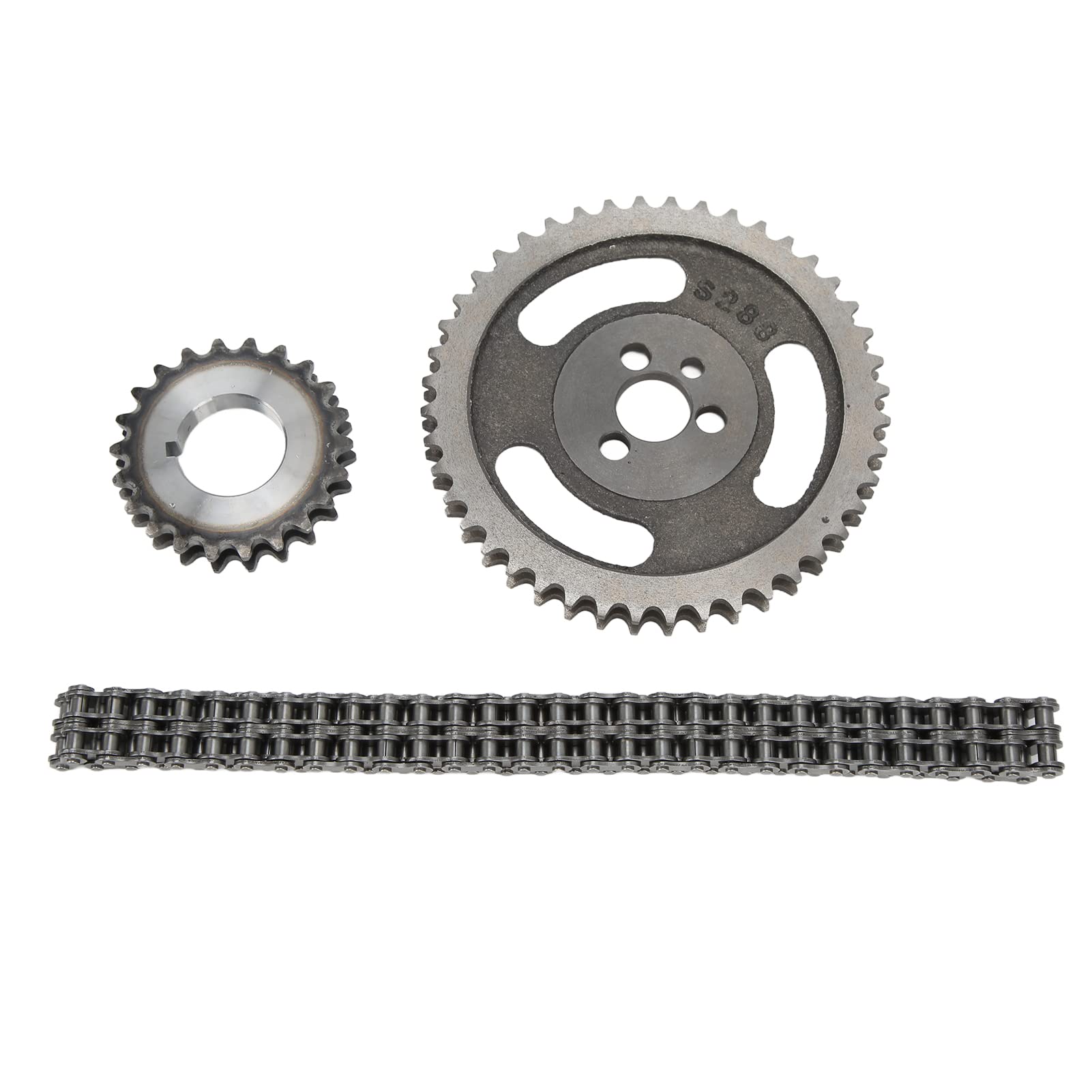Aramox Set Catena di Distribuzione Catena di Distribuzione a Doppio Rullo in Acciaio e Ghisa Pignone a Manovella a 3 Sedi per Sostituzione Motore Laterale 283 305 327 350 383 400