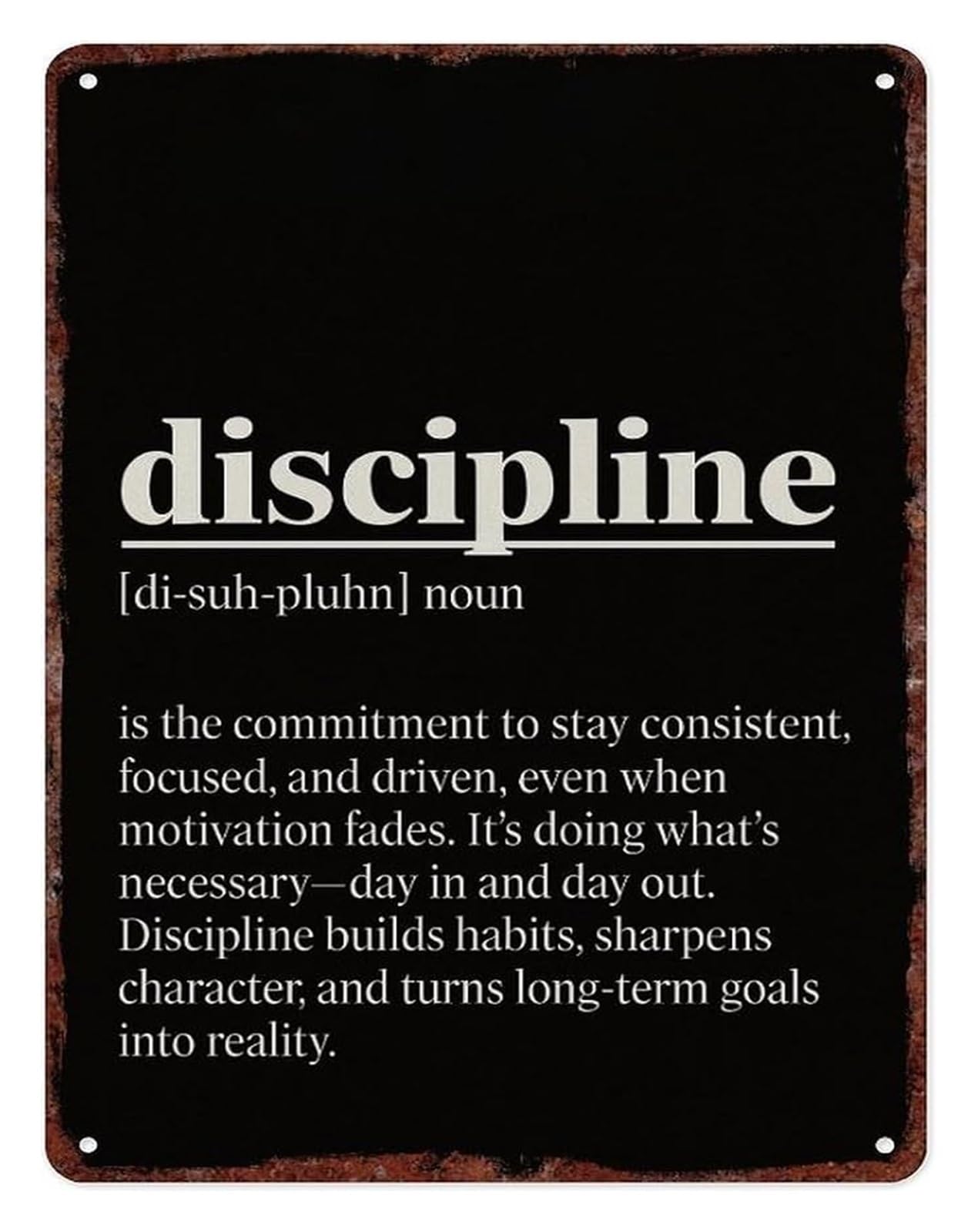 Inspirational Discipline Definition Quote Metal Tin Sign Motivational Wall Decor for Home Gym Garage Entryway 8 X 12 in