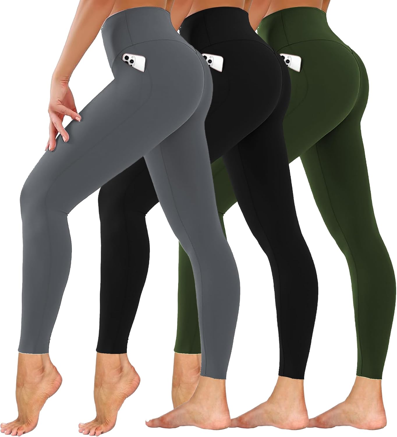 Dimore Leggings for Women with Pockets,Womens Workout Leggings High Waisted Yoga Pants for Tummy Control Gym
