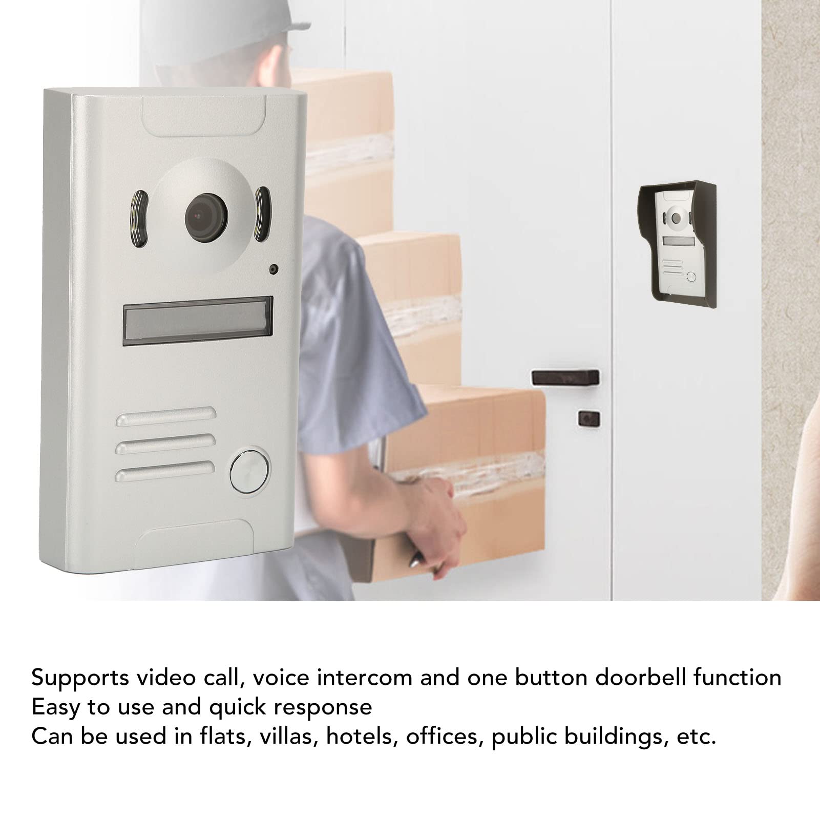 Sistema de Videoportero, Videollamada, Intercomunicador de Voz, Timbre de un Botón, Sistema de Videoportero, con Función de Cámara E Intercomunicador, Timbre para Apartamento en Casa