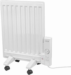 AMOS® 400W Energy Efficient Free Standing Oil Filled Panel Radiator with Adjustable Temperature Thermostat Compact Slim Home Office Electric Heater