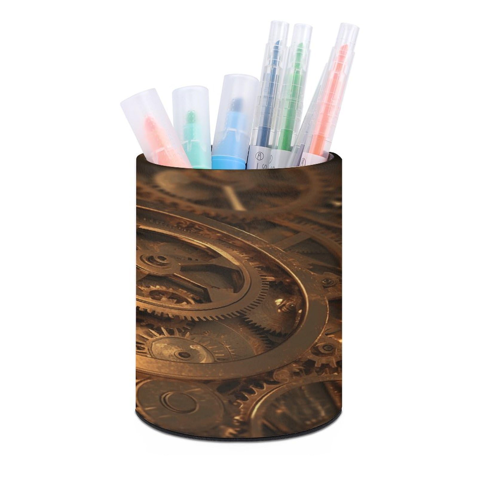 VstaDank Cool Steampunk Gears Pen Holder for Desk Makeup Brush Holders Stylish Pen Cup Cute Pencil Cup Round Pencil Holder Decor Brush Scissor Holders for Multifunctional Office Supplies