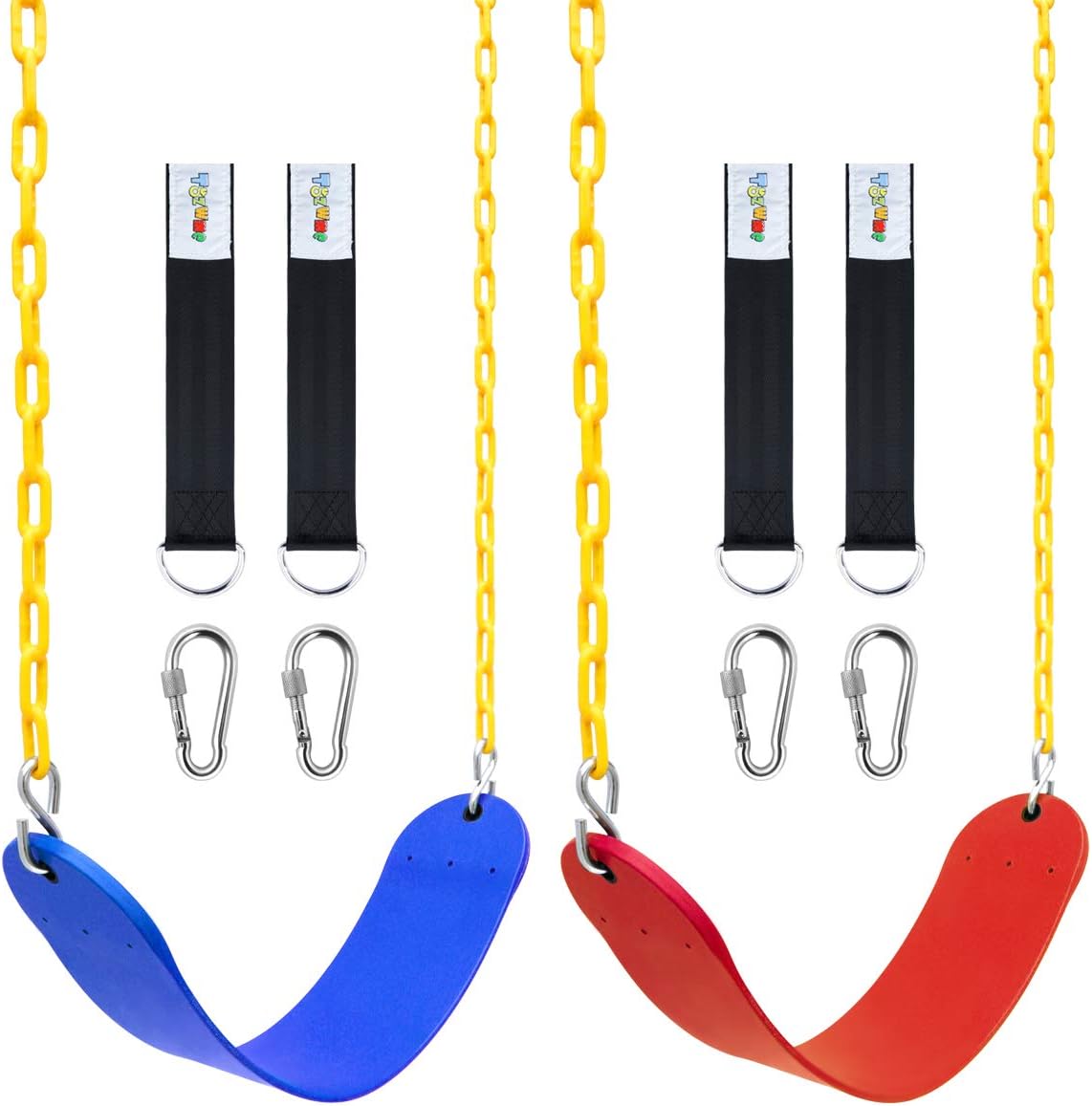 2 Pack Swings Seats Heavy Duty with 70.8" Chain Plastic Coated, Playground Swing Set Accessories Replacement with Snap Hooks and Hanging Strap(Blue) : Toys & Games