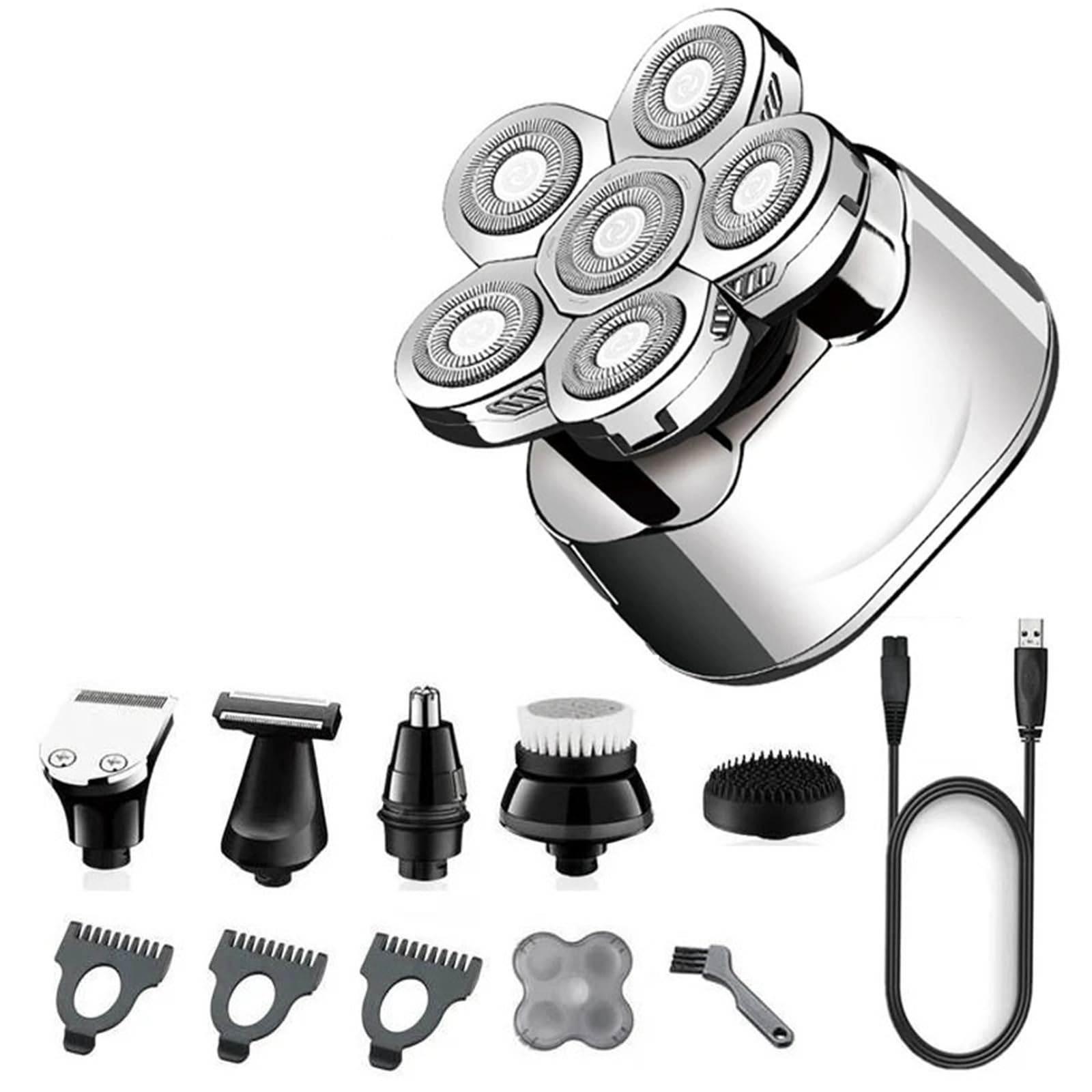 6in1 grooming kits electric shaver facial body electric razor for men hair beard trimmer bald head shaving machine rechargeable(With box)