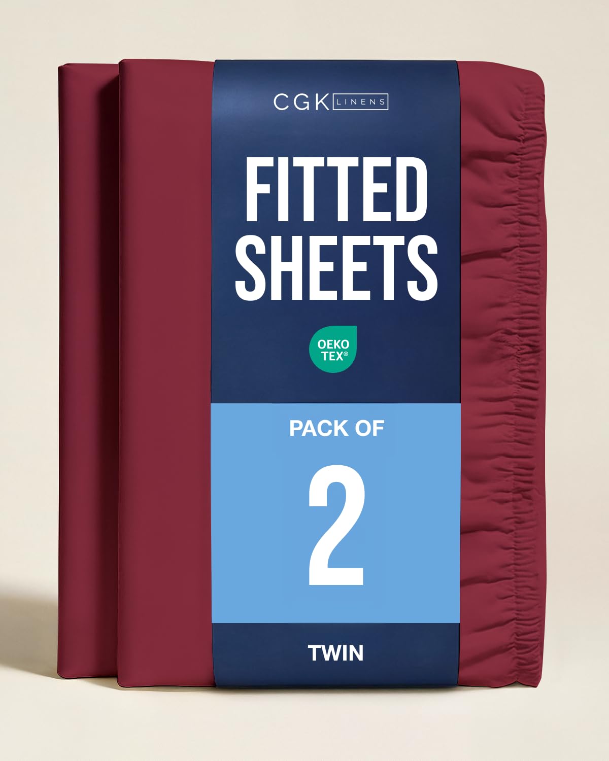 Twin Fitted Sheet - Pack of 2 Single Fitted Bottom Sheet Only - Burgundy