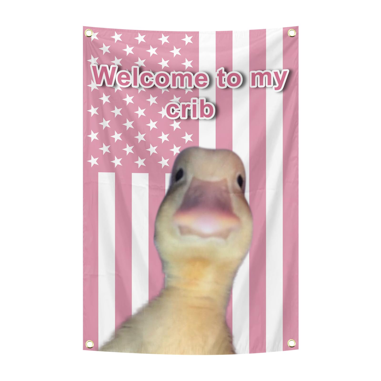 welcome to my crib pink duck flag welcome home funny tapestries 2x3ft outdoor garden and porch deck garden lawn outdoor yard decor flag (pink duck flag 2x3)