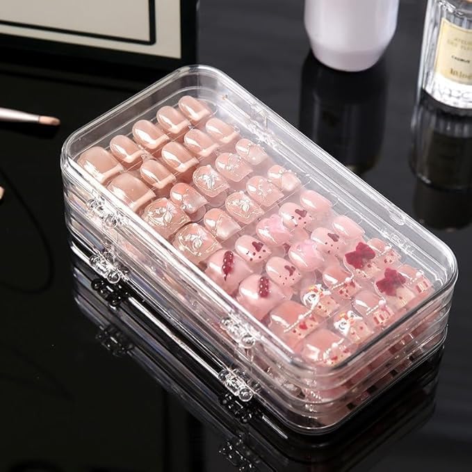 3 Fold Transparent Nail Organizer Case | Portable Nail Storage Box With Multiple Compartments For Nail Art Tools | Ideal For Jewelry, Travel & Home Use-image-23