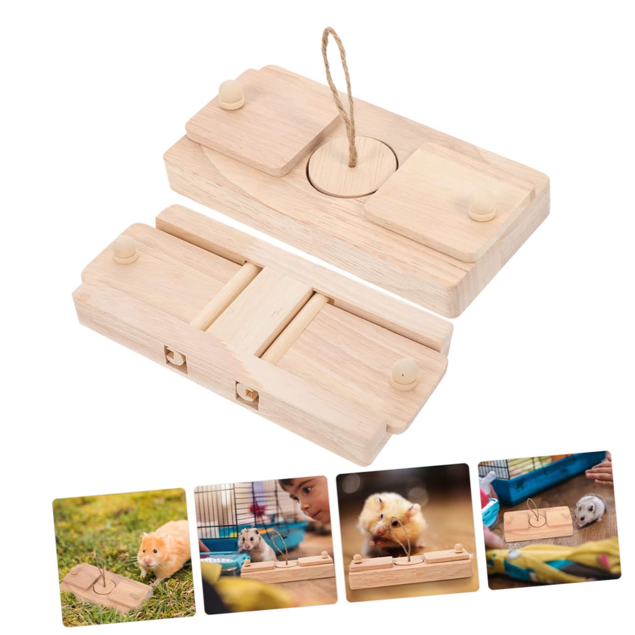 Mipcase 2pièces Jouet Bois pour Hamster Boîte à Friandises Décoration pour Cage Jouet De Recherche De Nourriture Cachette pour Nourriture