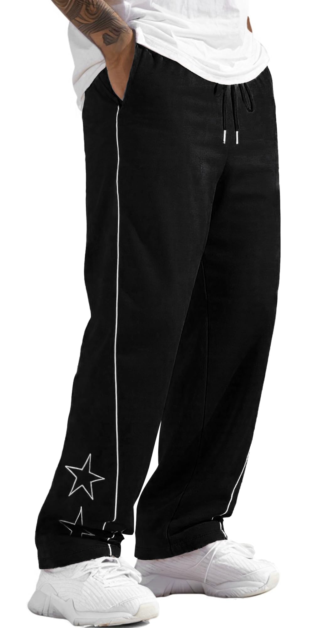 FEOYA Pantalon de Survêtement pour Hommes Y2k Baggy Joggers Adolescents Streetwear à Cordon de Serrage Jogging Pantalon de Harajuku à Jambes Larges Training Sportswear
