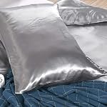 Erosebridal Hotel Grey Duvet Cover Queen Silk Like Satin Bedding Set Summer Reversible Quilt Comforter Cover Honeymoon Sexy Luxury Soft Lightweight Brushed Bedspreads for Farmhouse Room Decor