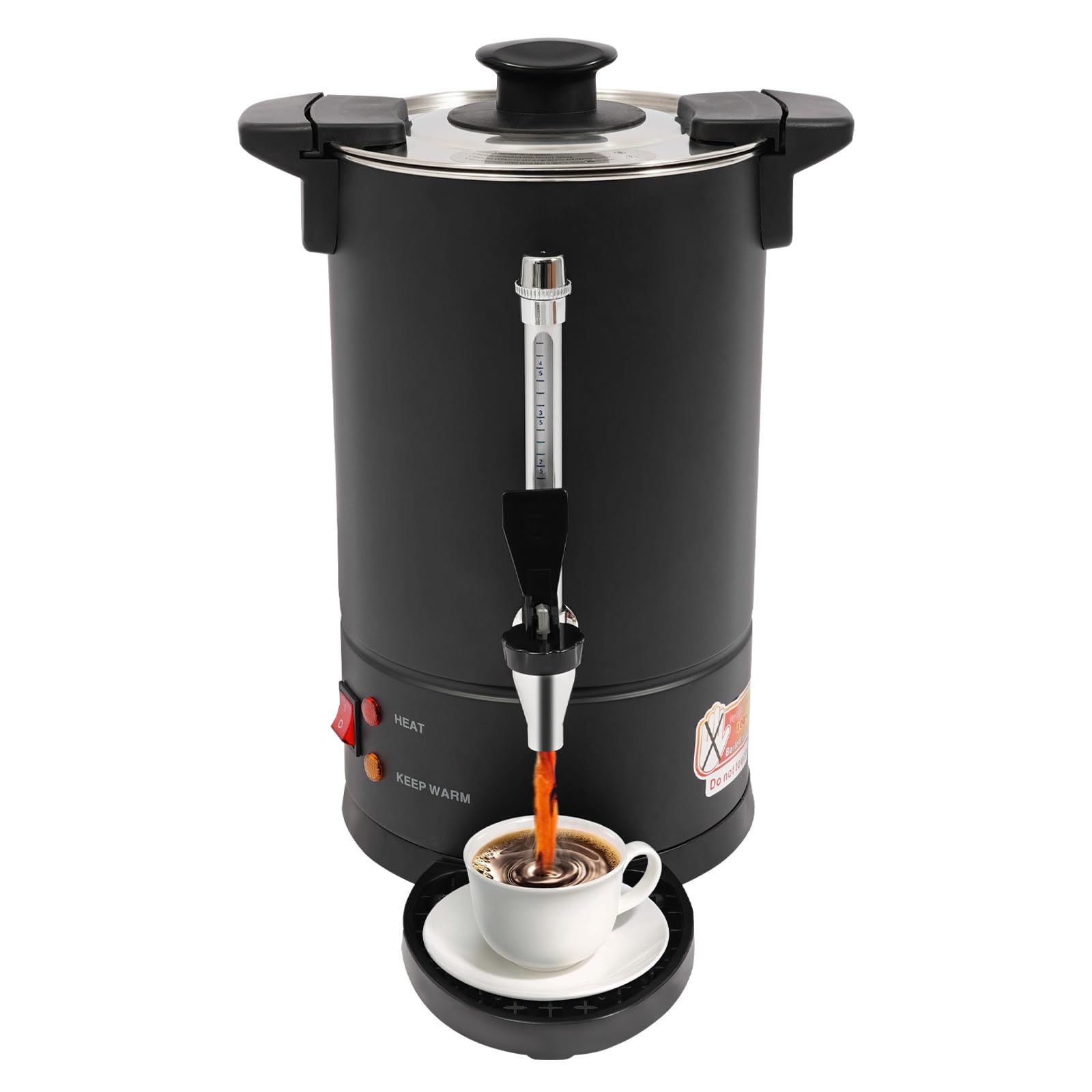 Commercial Coffee Urn, 950W Stainless Steel Hot Beverage Dispenser Hot Water Urn 8L with Water Collecting Tray (Black)