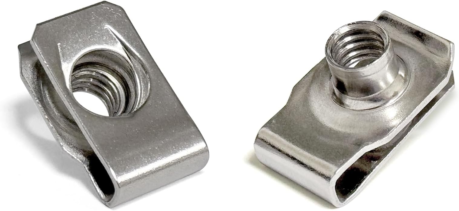 5/16"-18 U-Style Clip-On Nut, U-Type Stainless Steel 18-8 (304) Regular Extruded U-Nut, Pack of 20
