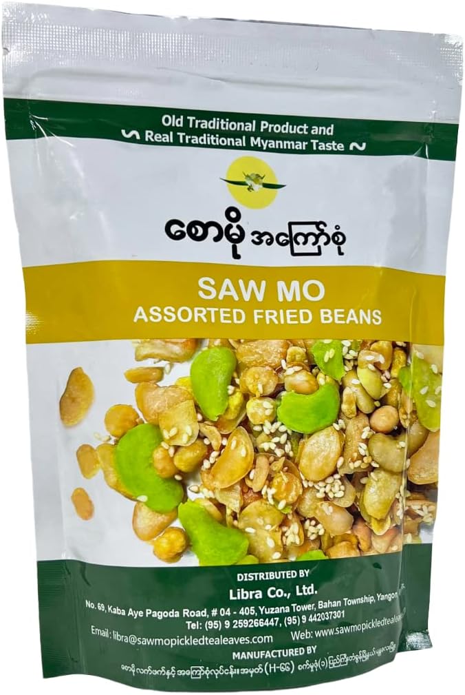 Saw Mo Assorted Fried Beans (Crunchy Mix) For Myanmar Tea Leaf Salad (Laphet Thoke) 8.47oz (240g) လက်ဖက်အကြော်စုံ