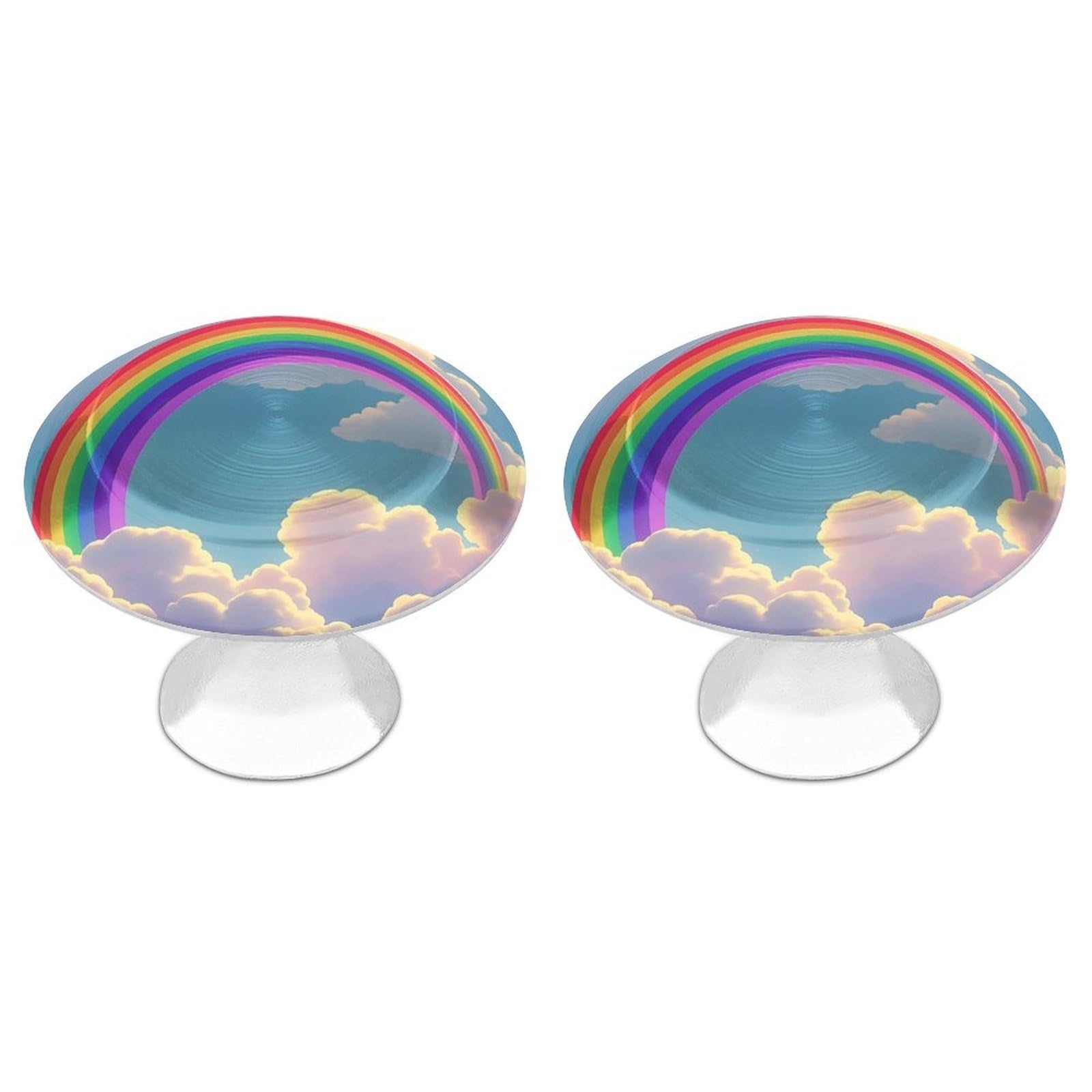 FekiLoot Rainbow Cabinet Knobs 2 Pack Stainless Steel Round Dresser Drawer Knobs Kitchen Drawer Hardware Dresser Knob Closet Door Pulls Cabinet Handles for Cupboard Drawer Pulls