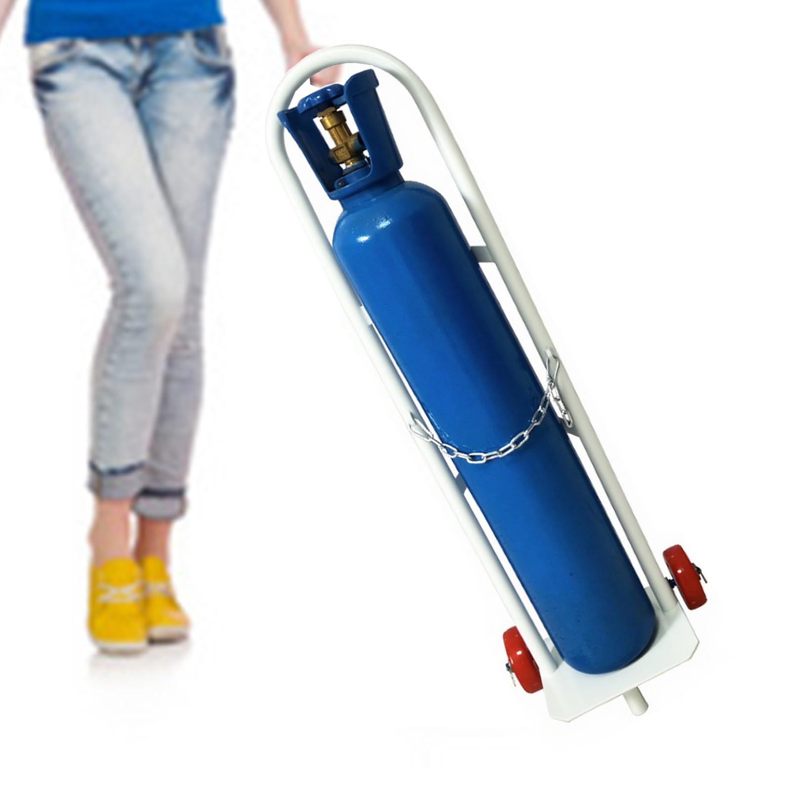 GHHVFEC Oxygen cylinder rack,Portable Oxygen Tank Holder with Wheels - Medical Oxygen Cylinder Cart Trolley for Home, Hospital & Workshop Use (H-110cm/43.25") - Gas Tank Dolly for Easy Mob