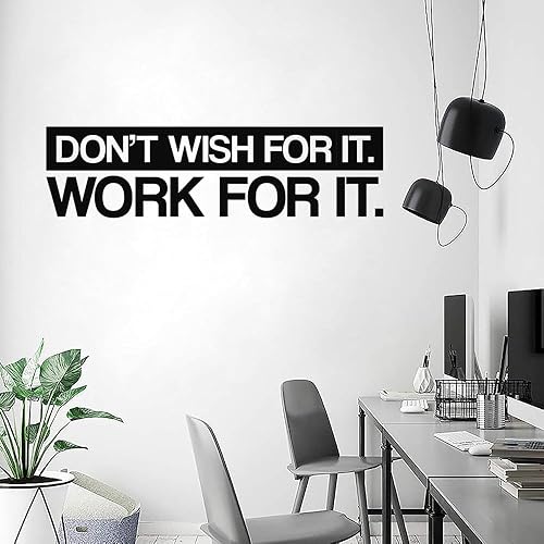 Miniatura 2 de Calcomanías de pared con citas inspiradoras, vinilo para oficina, decoración de gimnasio, calcomanía de pared con texto en inglés «Don't Wish for