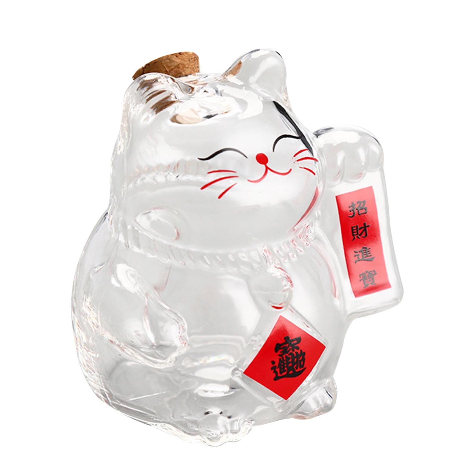 Amazon.co.jp: Nsaroche 透明ガラス貯金箱 猫型装飾瓶 寝室の棚や誕生