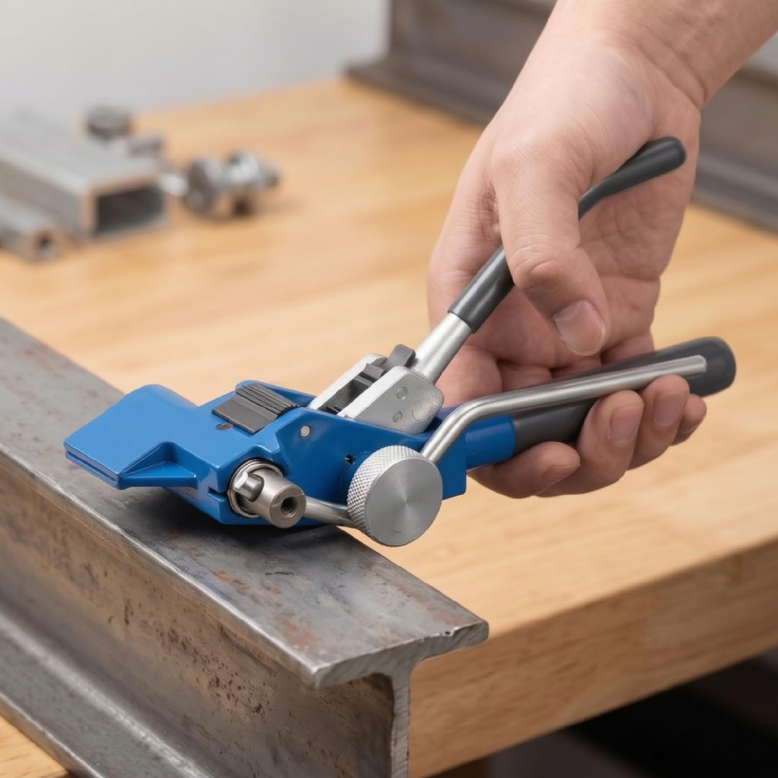 Sharplace Abrazadera Metálica Tensora Herramienta Tensionador Alicate Manual Dispositivo Engranado Acero Inoxidable Cabezal de Sujeción y Corte Adecuado para