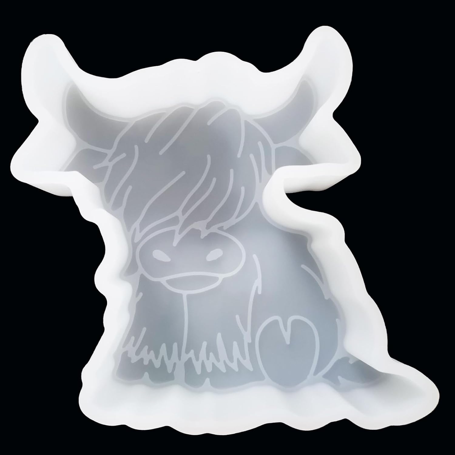 【300+ Design Optional】 Fuehbur Highland Cow Sitting with Heart Car-Freshie Silicone Mold for Baking Aroma Beads - Epoxy Resin Candle Soap Mould