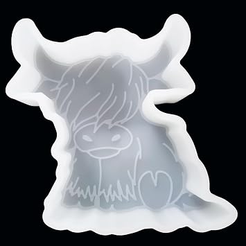 300+ Design Optional Fuehbur Highland Cow Sitting with Heart Car-Freshie Silicone Epoxy Resin Moulds for Aroma Beads - Candle Molds - Soap Mould