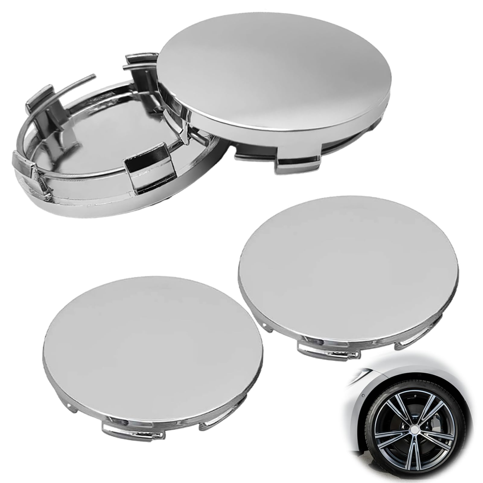 Cache-moyeux De Roue 4 Pièces - Healifty - Blanc - Plastique, Diamètre 60mm - Protection Jante