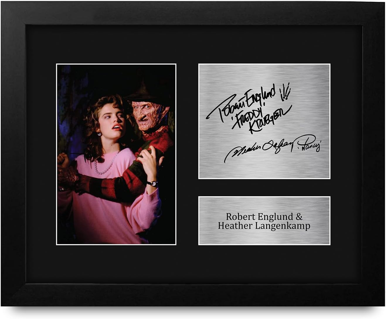 HWC Trading Robert Englund & Heather Langenkamp Freddie Horror Film Framed Gifts Printed Signed Autograph Picture for Movie Memorabilia Fans - US Letter Size