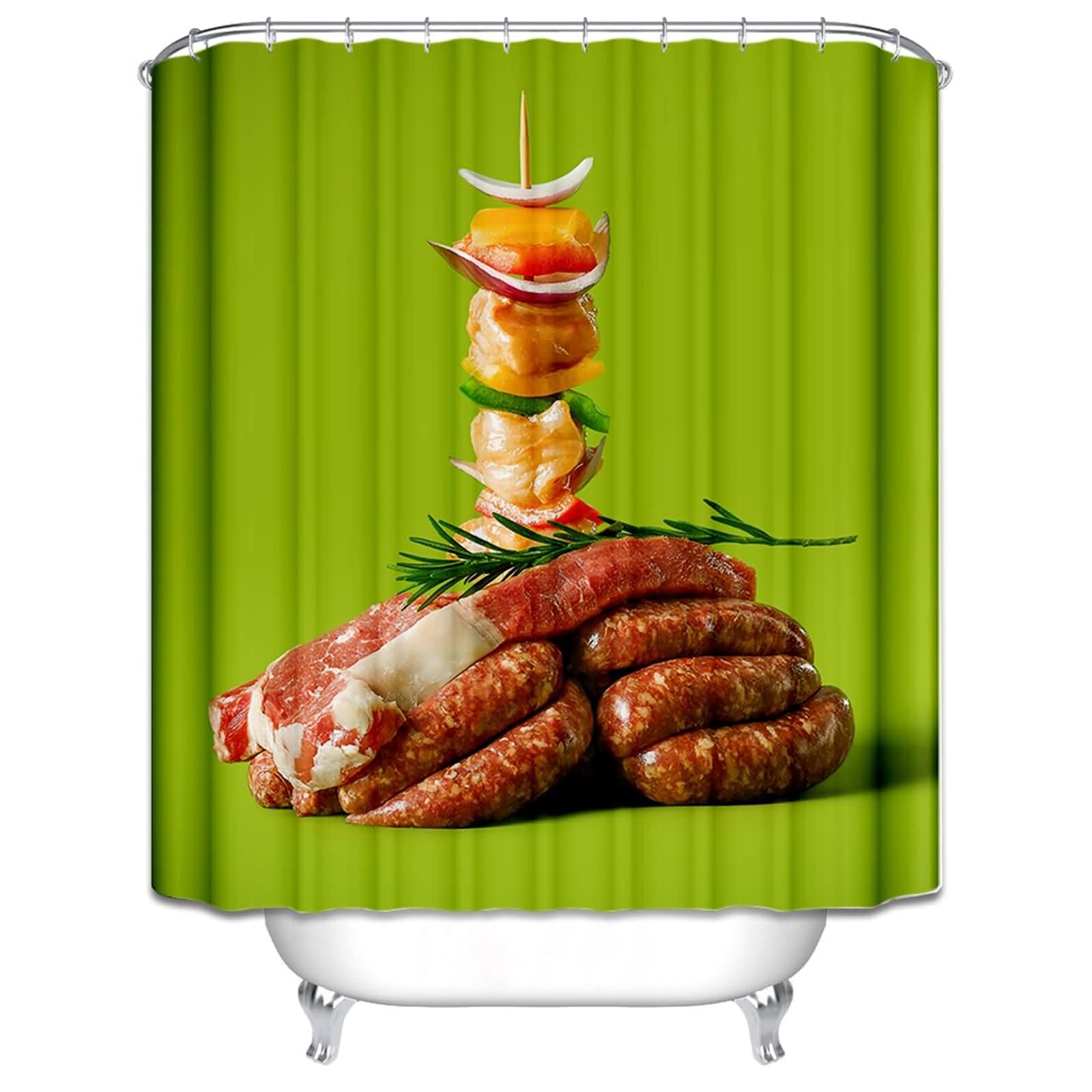 Rideau de douche pour baignoire 180x180 cm au style gril à saucisses original