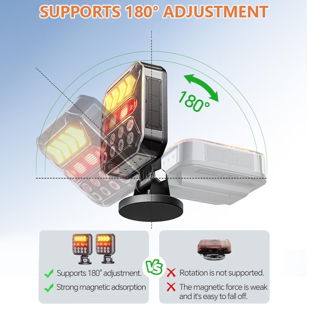 Luces LED Traseras Magnéticas Solares Recargables Bluetooth 12V/24V para Remolque,IP66 Impermeabl, Funcionamiento 20+ Horas, Pilotos Traseros Remolque Compatible con Caravanas, Camiones y Tractores | Enchufe de 7 pines y USB-C, IPX6, luces traseras LED im