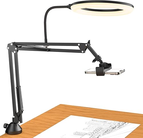 TONOR Kit de luz de anillo superior, luz de anillo de 10 pulgadas con brazo de pluma Heayy Duty y soporte para teléfono, ángulo ajustable, adecuado