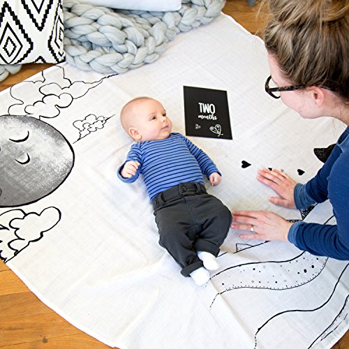 Image of JumpOff Jo - Baby Bundle: Baby Swaddle Blanket & 24 Milestone Cards - Photoshoot Props, Soft Breathable Blanket, 47 inch x 47 inch (Mama Bear Black)