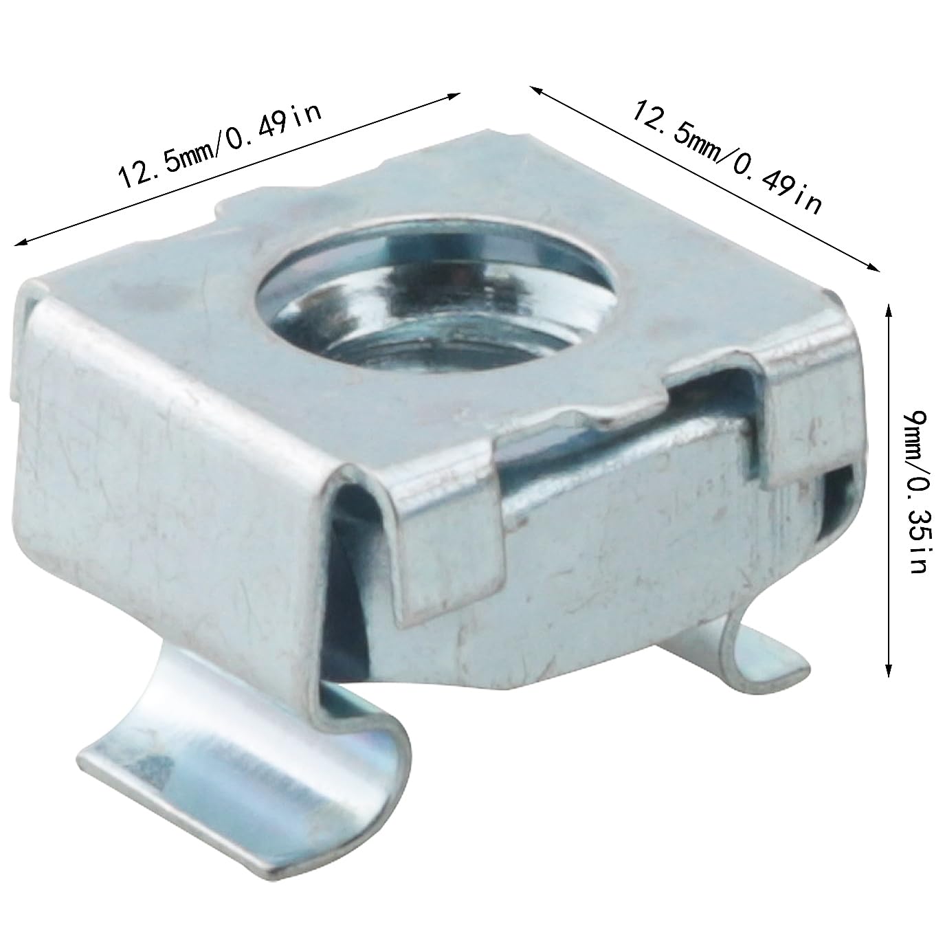 10PCS 1/4inch-20 Snap in Metal Nut Square Hole Floating Fastener for Securing Cabinet Electrical Equipment Servers