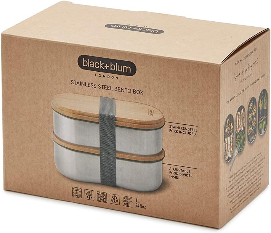 BLACK + BLUM Bento Box, Bamboo, Almond, 1 Litre : Home & Kitchen