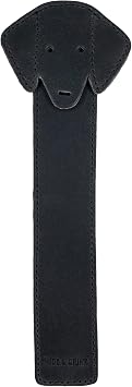 Hide & Drink, Dog Bookmark Handmade from Full Grain Leather Charcoal Black