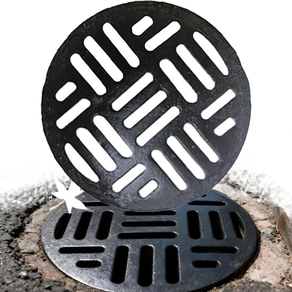 Grille De Drainage Ronde D'évacuation 40cm 50cm 60cm Tranchée Extérieure, Crépine en Fonte pour Jardin Et Pelouse(40x3cm-15.7x1.2in)