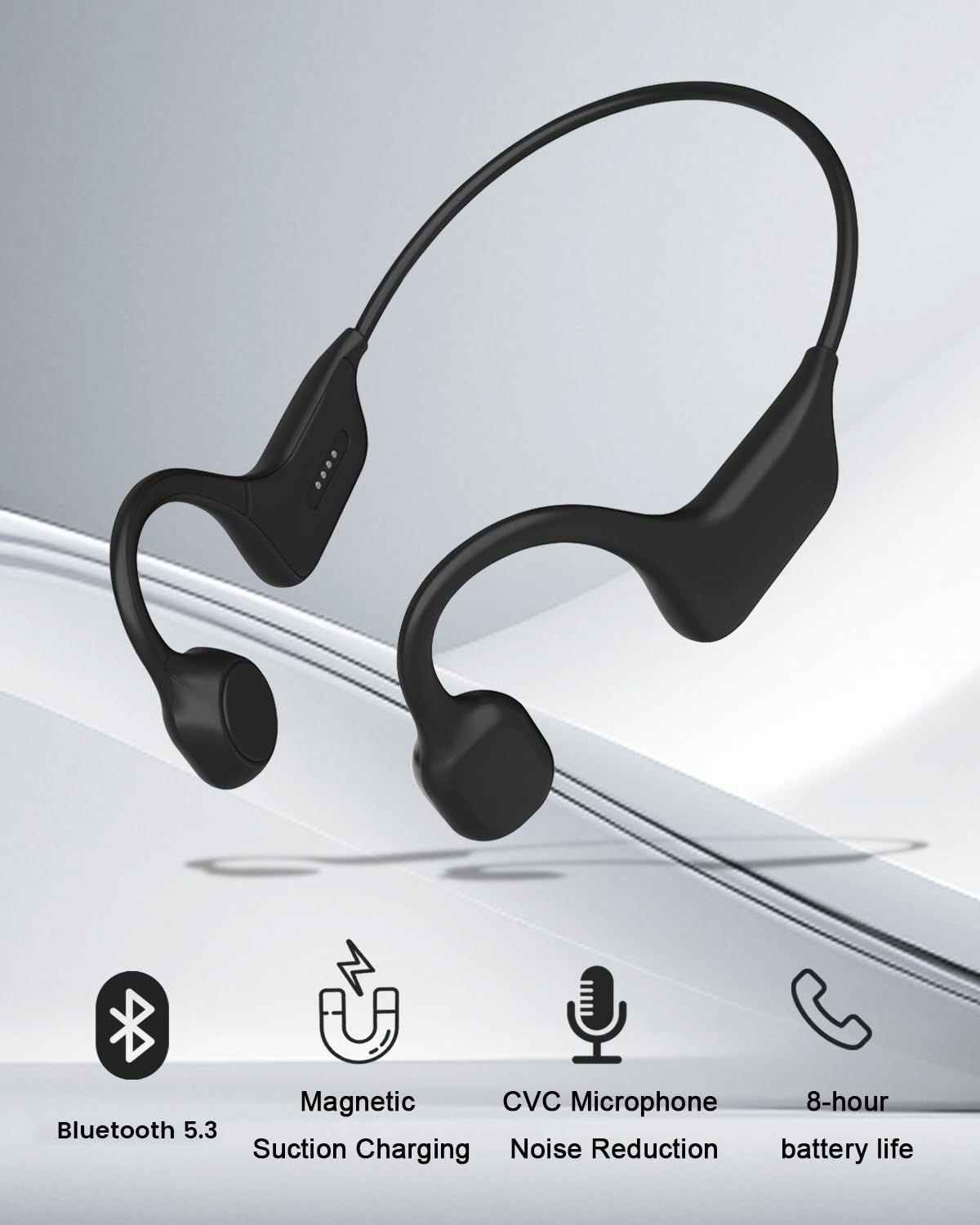 SANOTO Casque Conduction Osseuse Open Ear Casque Bluetooth sans Fil Sport IPX7 Waterproof and Sweatproof Écouteur Adapté à la Course à Pied Cyclisme Fitness Bureau
