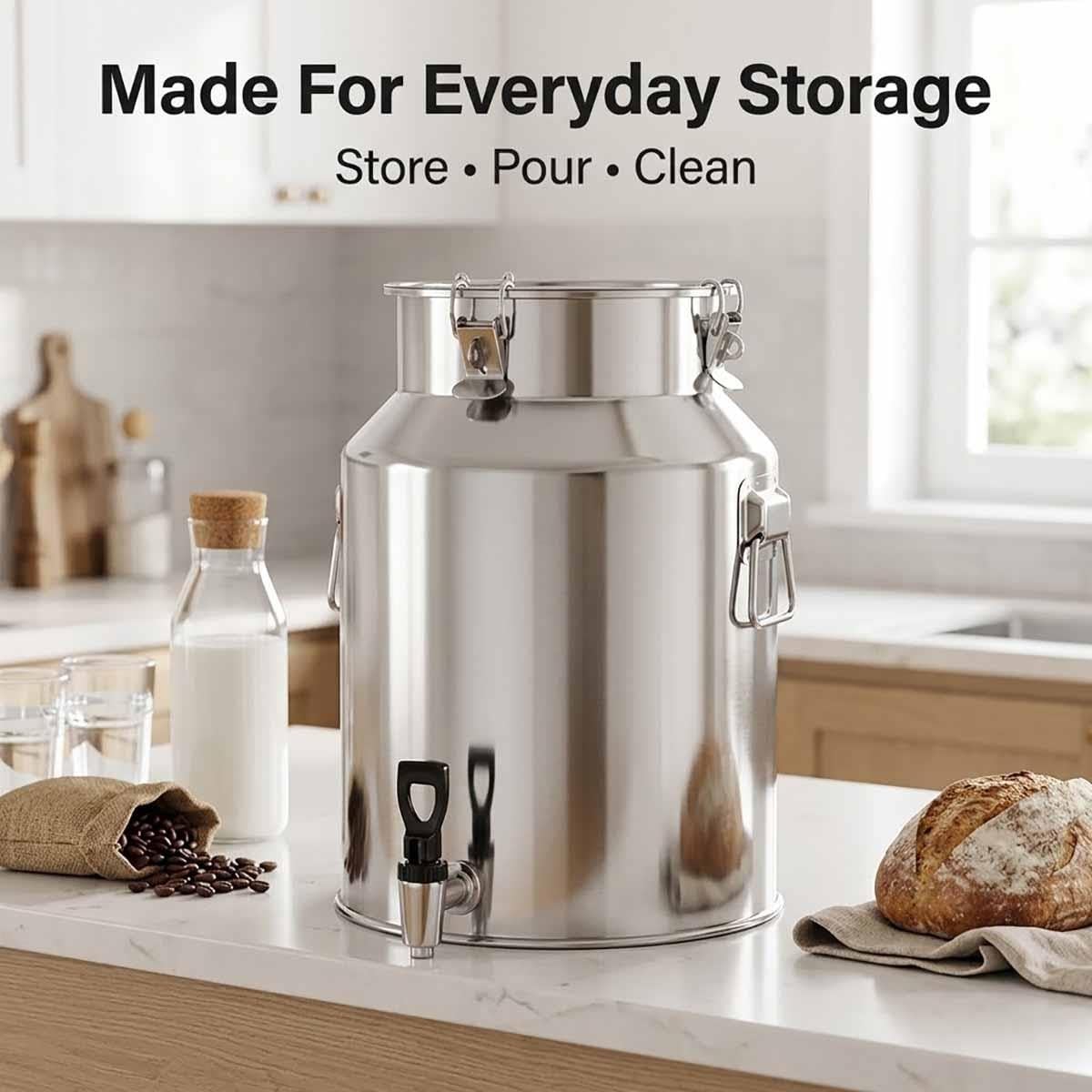 Bidon À Lait Inox 304,Seau Alimentaire Avec Robinet Et Couvercle Hermétique