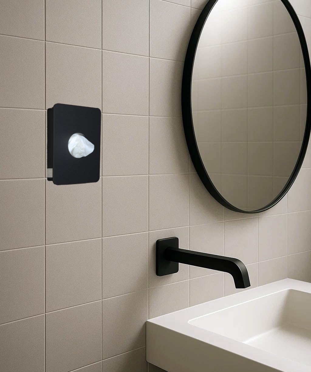 Hygienebeutelspender Schwarz matt – Eleganter Damenhygiene Spender für WC und Bad Hygienebeutel Halter zur Wandmontage Stilvoll Hygienisch Rostfrei und Pflegeleicht (Schwarz)