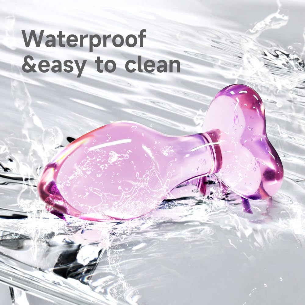 Crystal Glass Butt Plug,Mini Pink Glass Anal Plug, Anal Masturbation Plug for Men Women Gay and Couples