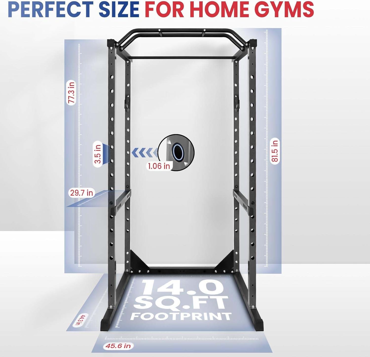 Squat Rack for Home Gym, 1200lbs Power Cage, Multi-Functional Power Rack with Adjustable J-Hooks & Safety Arms, Heavy Duty Carbon Steel Squat Cage for Training&Relaxing