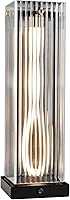 PDZ LED Table Lamp for Living Room Modern Contemporary Glam Bedside 18'' Glass Desk Nightstand Lamp for Bedroom Office College Bookcase