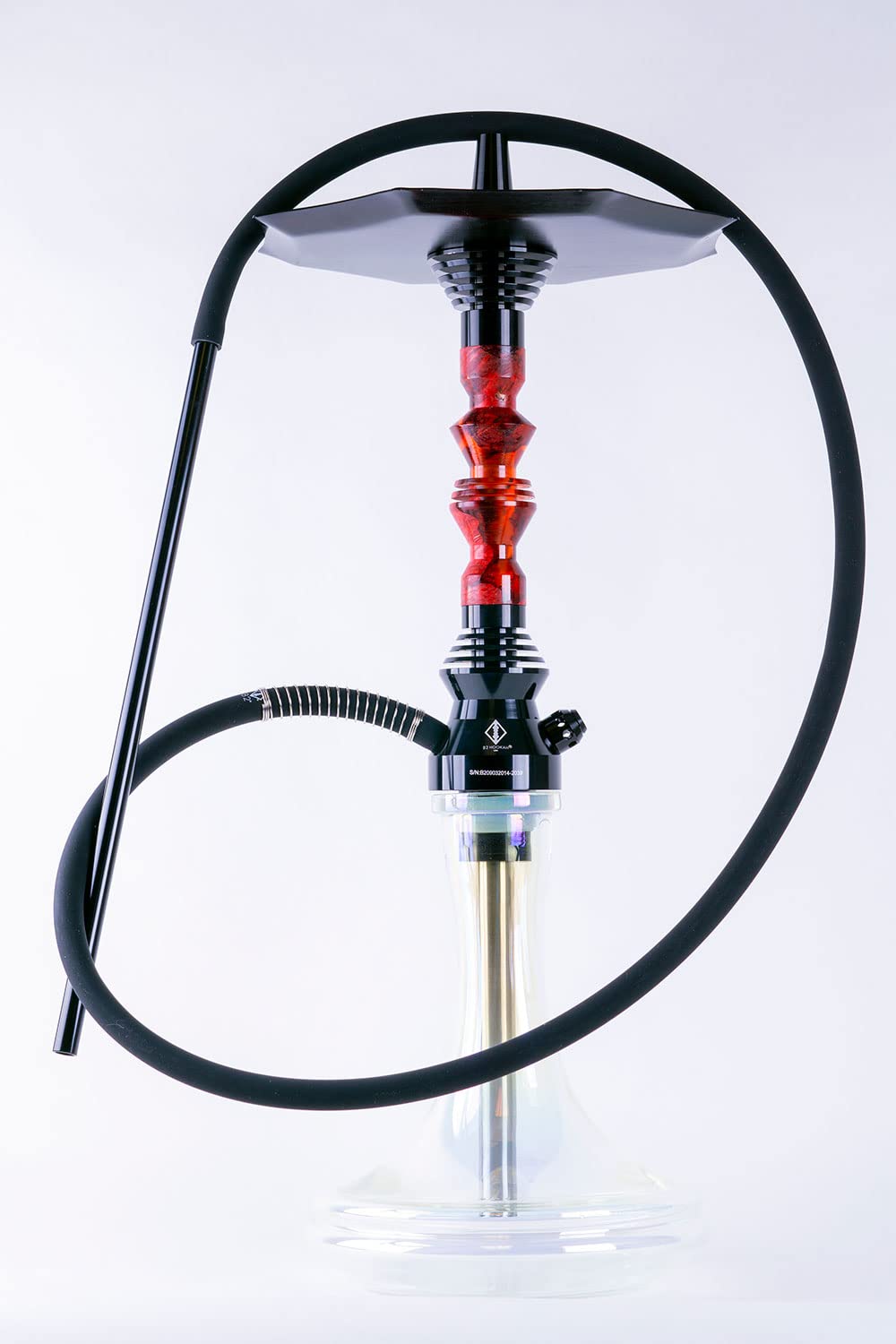B2 Hookah Precious Cut Collection Flaming Red Red Burl Wood INCLUDES MATCHING VASE
